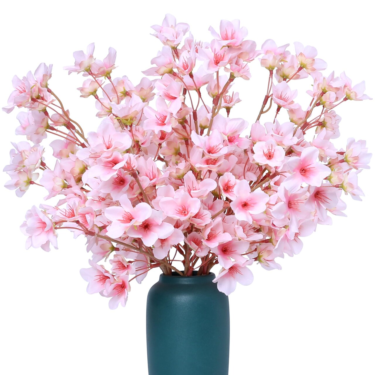 6Pcs Artificial Cherry Blossom Branches Decor Fake Flowers 16" Silk Faux Flowers for Decoration Spring Peach Bouquet Home Wedding Bedroom Party Japanese Garden Table Centerpiece Decor(Pink)